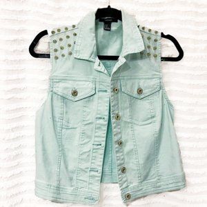 Baby Blue and Gold Studded Vest